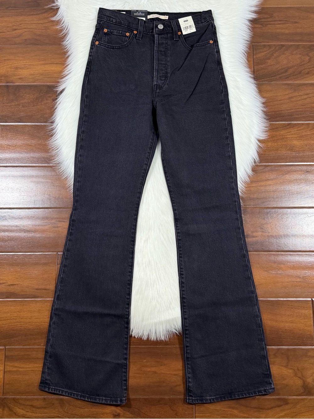 Levi's Size 26 X 33 Black Bayou Ribacge Boot Denim Jeans